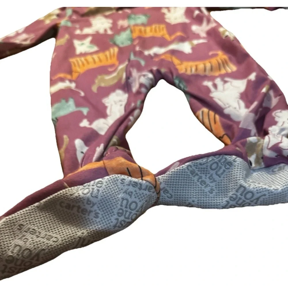 NWT Carter's Just One You Baby Girl Sleep and Play 12M - Purple Dog Print Footie